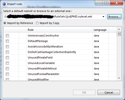 Importing ruleset into PMD